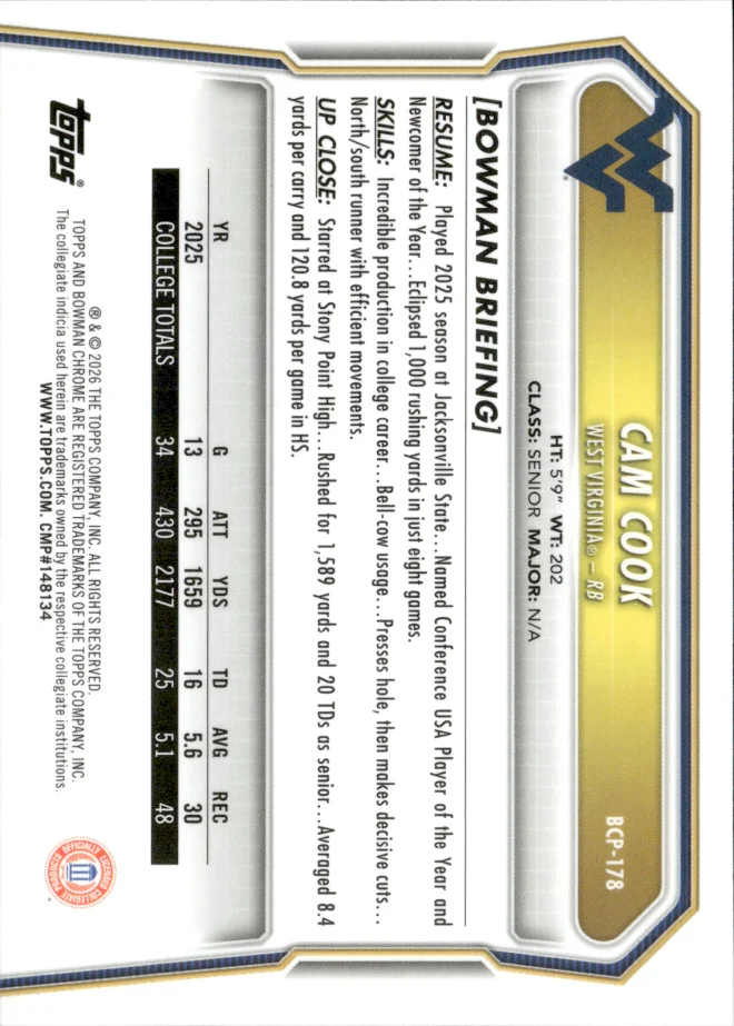 Cam Cook card back