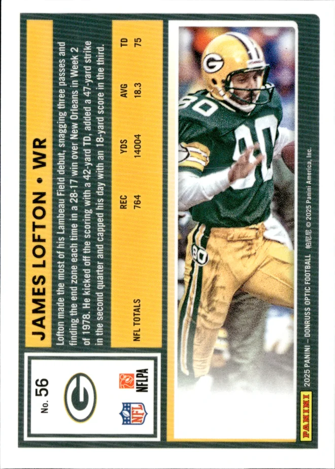 James Lofton card back