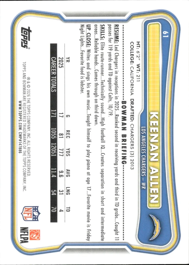 Keenan Allen card back