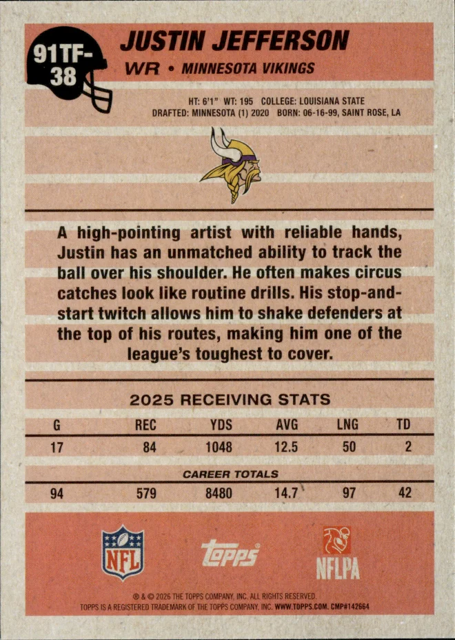 Justin Jefferson card back