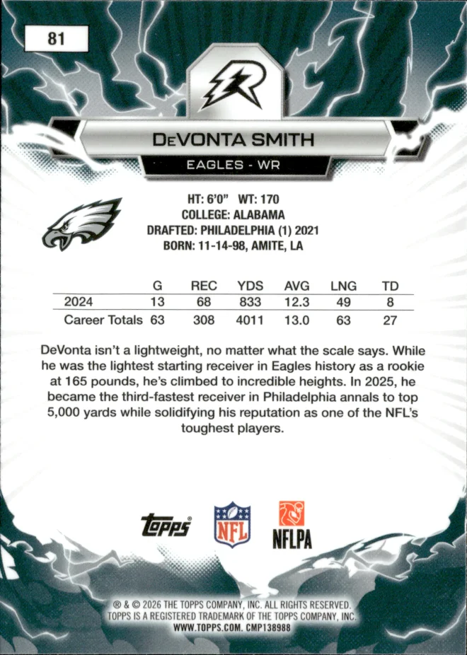 DeVonta Smith card back
