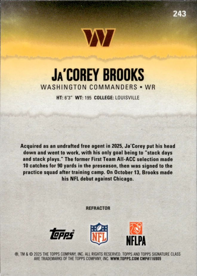 Ja'Corey Brooks card back