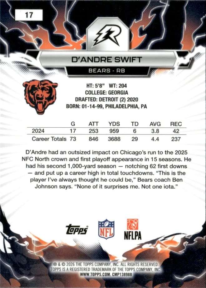 D'Andre Swift card back