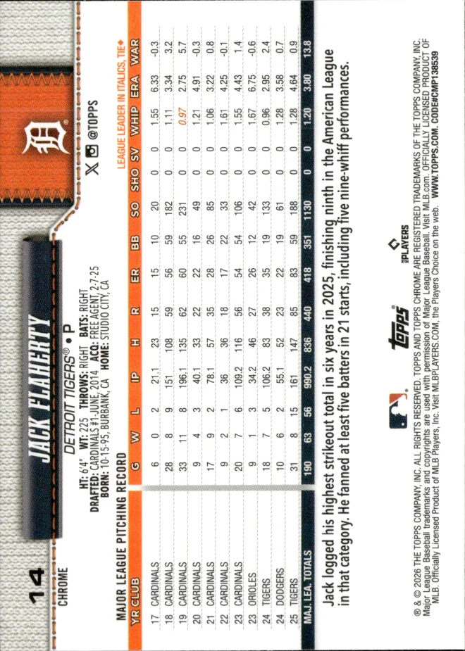 Jack Flaherty card back