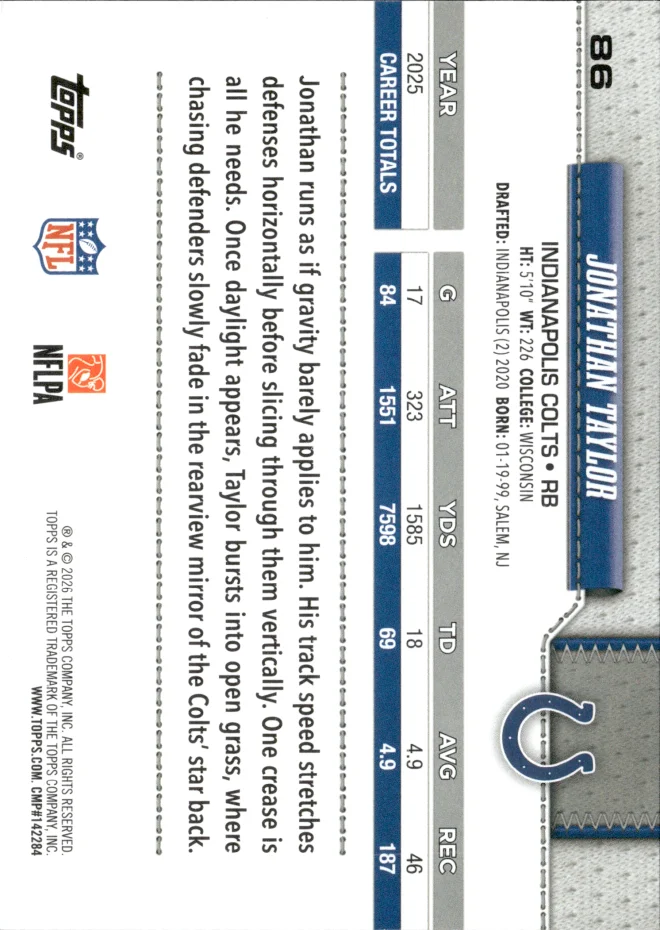 Jonathan Taylor card back