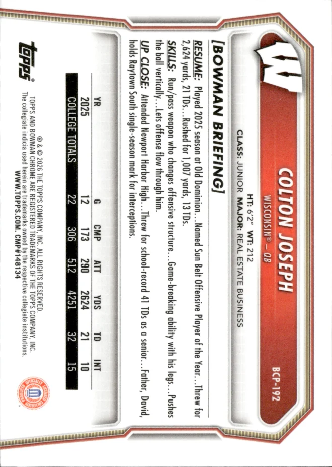 Colton Joseph card back