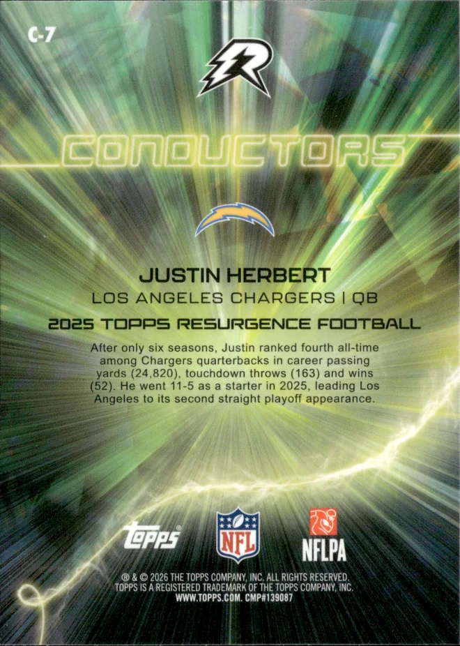 Justin Herbert card back