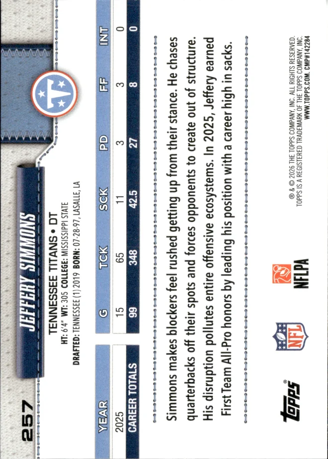 Jeffery Simmons card back