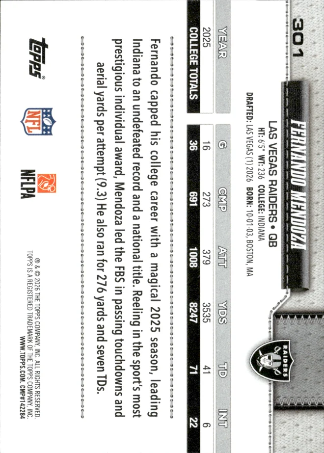Fernando Mendoza card back