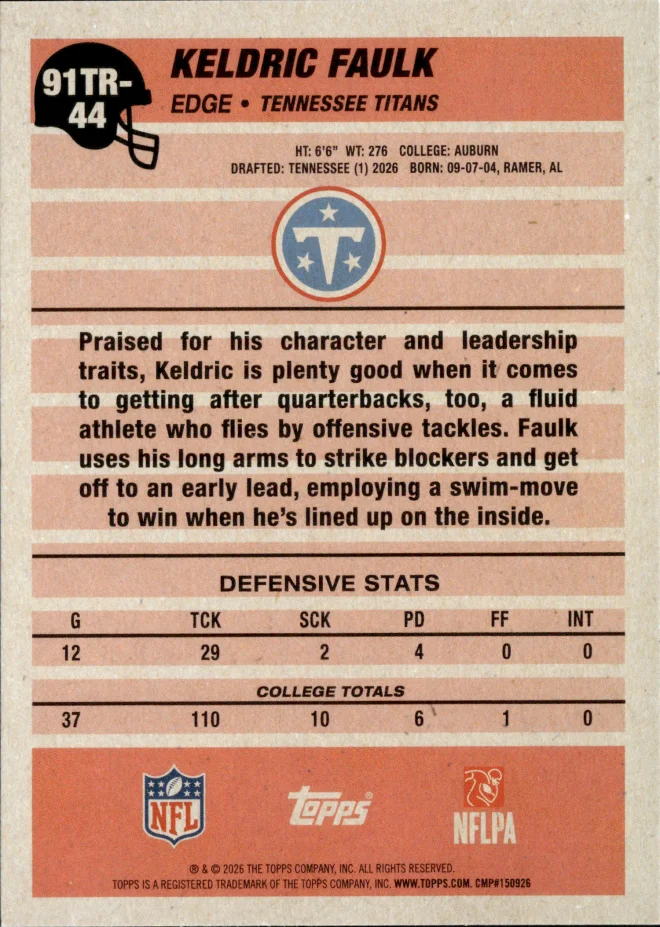 Keldric Faulk card back