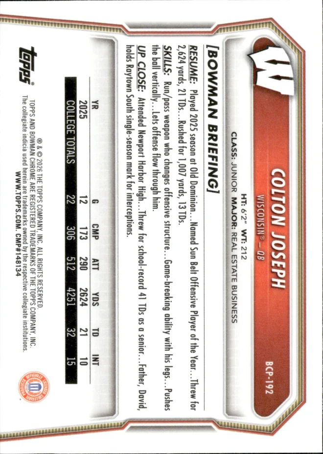 Colton Joseph card back