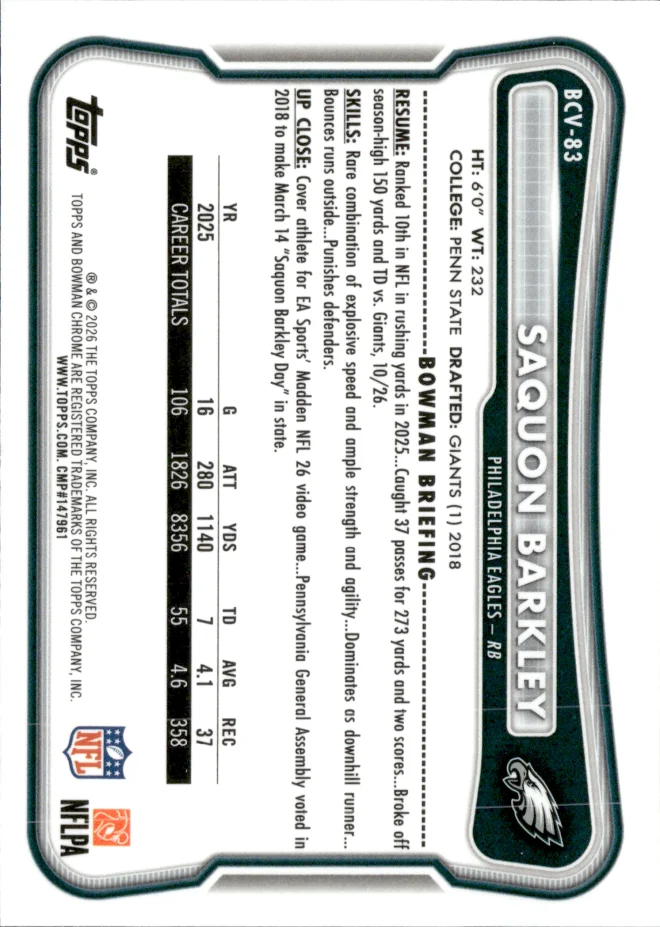 Saquon Barkley card back