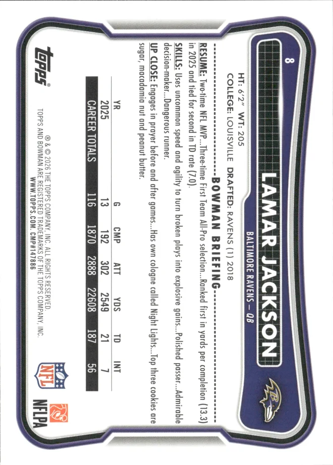 Lamar Jackson card back