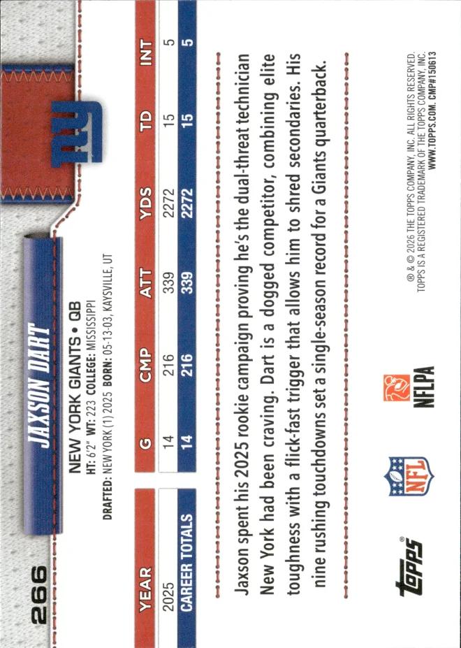 Jaxson Dart card back