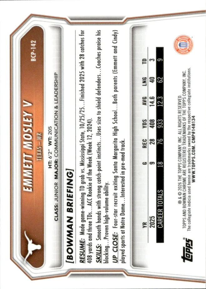 Emmett Mosley V card back