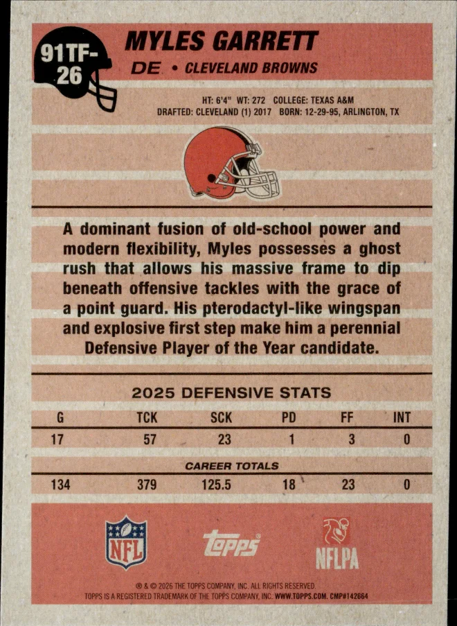 Myles Garrett card back