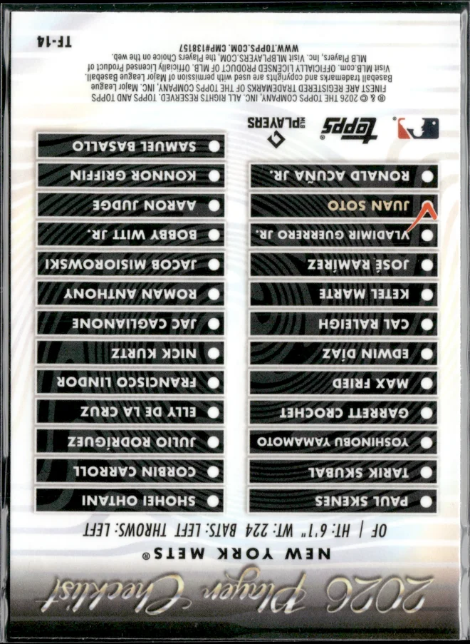 Juan Soto card back