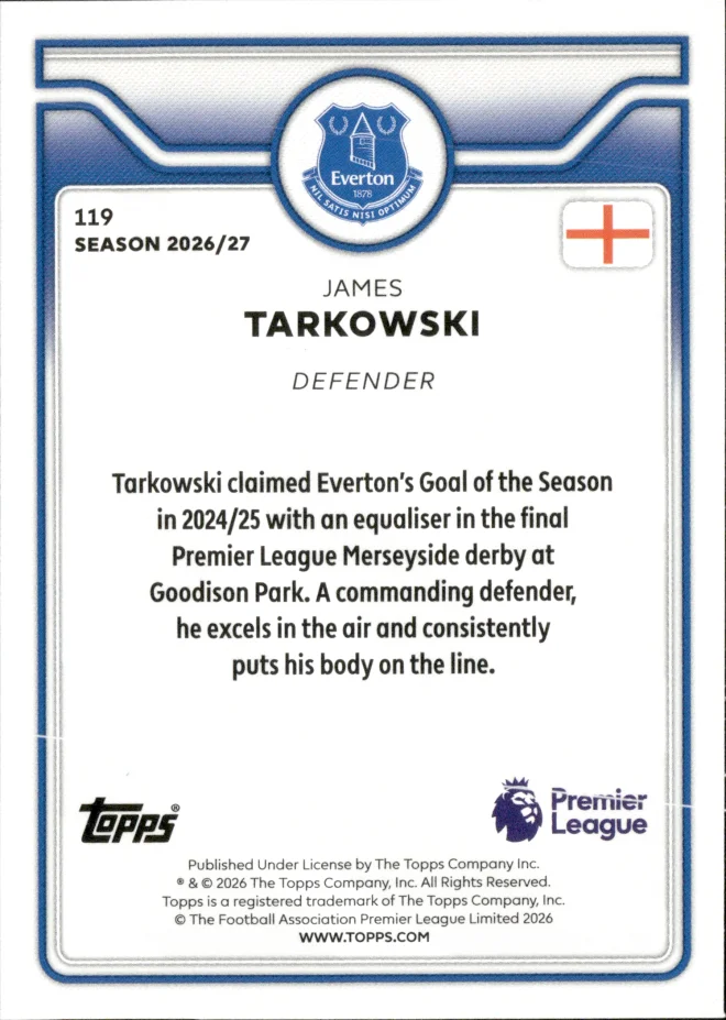 James Tarkowski card back