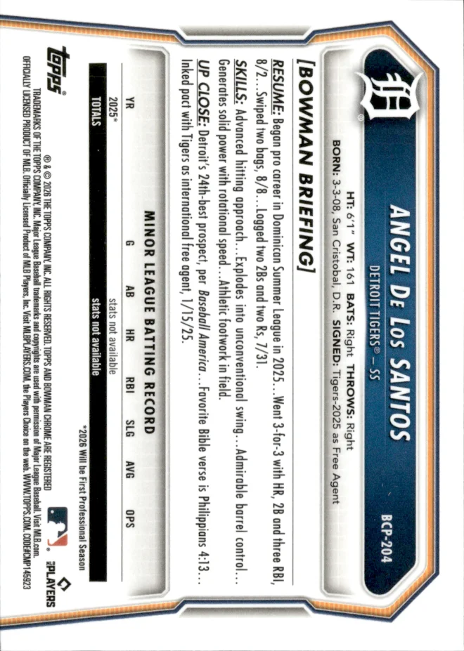 Angel De Los Santos card back