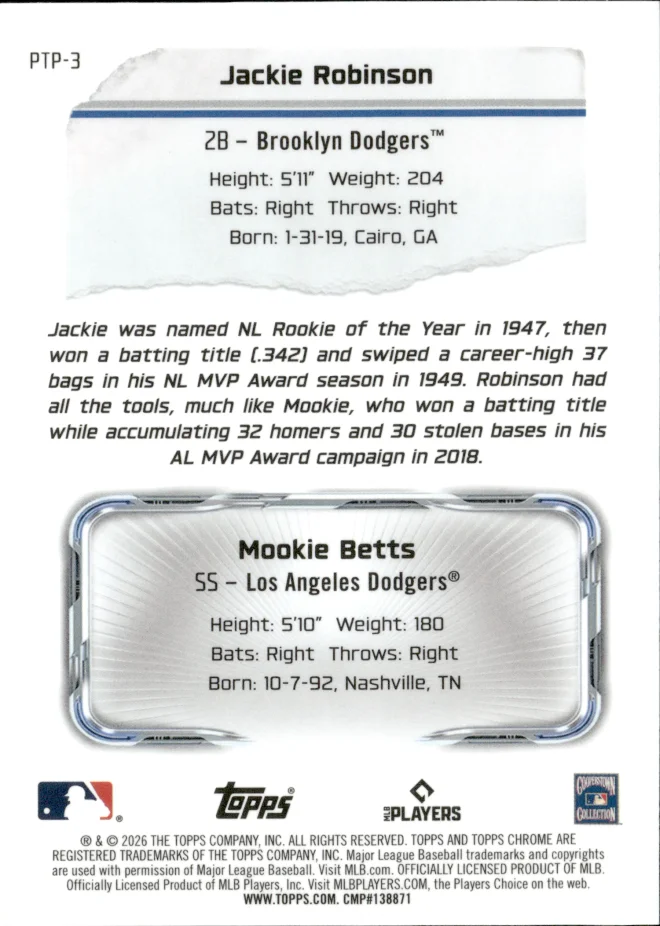 Jackie Robinson / Mookie Betts card back