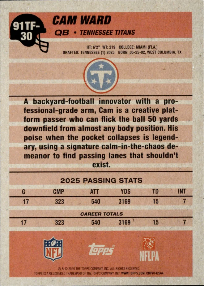 Cam Ward card back