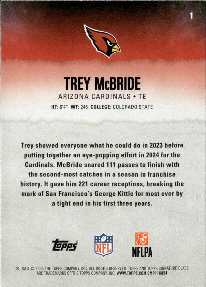 Trey McBride card back