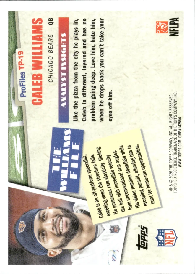 Caleb Williams card back