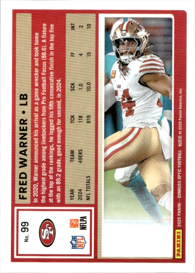 Fred Warner card back