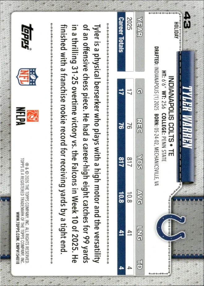 Tyler Warren card back