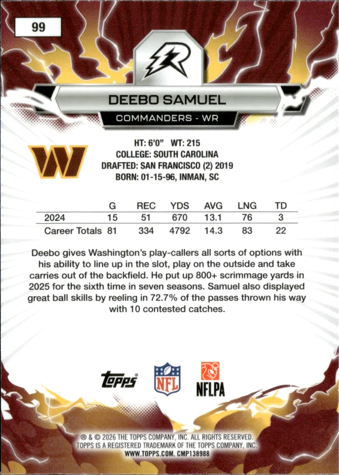 Deebo Samuel card back