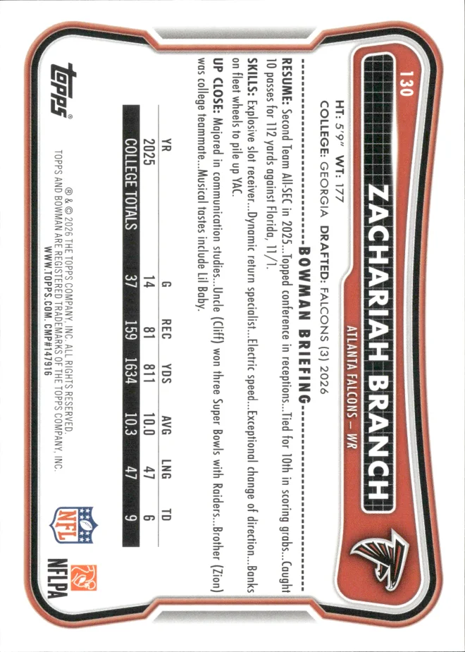 Zachariah Branch card back