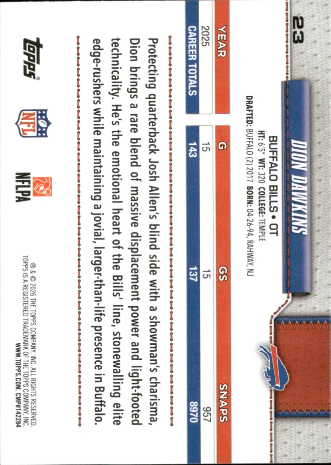 Dion Dawkins card back