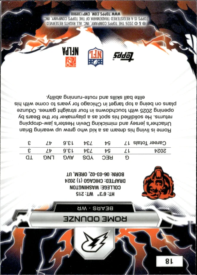 Rome Odunze card back
