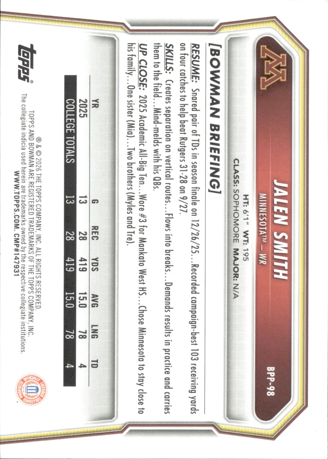 Jalen Smith card back