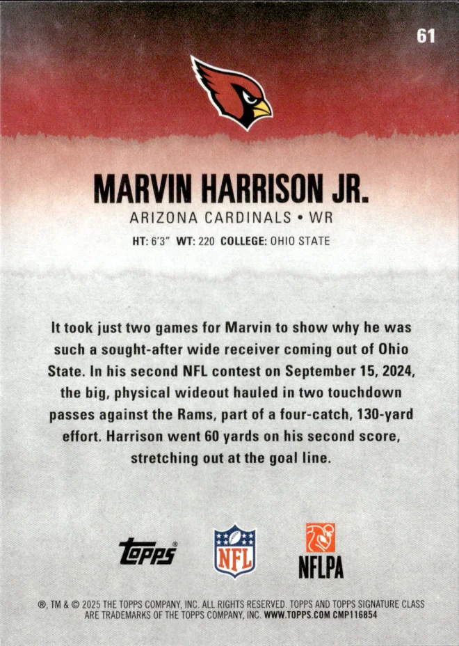 Marvin Harrison Jr. card back