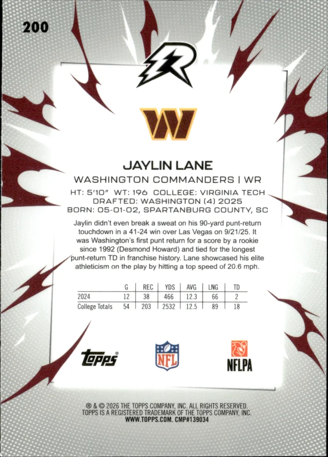 Jaylin Lane card back
