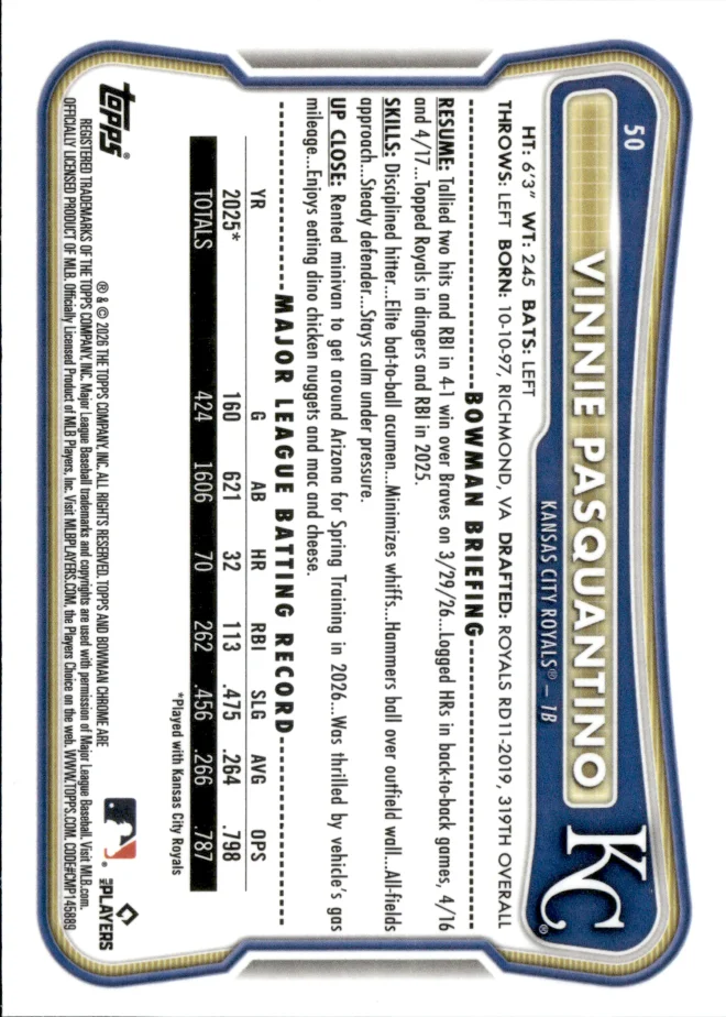 Vinnie Pasquantino card back
