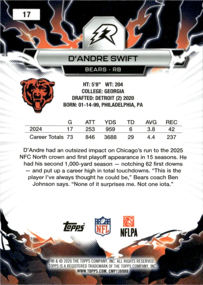 D'Andre Swift card back