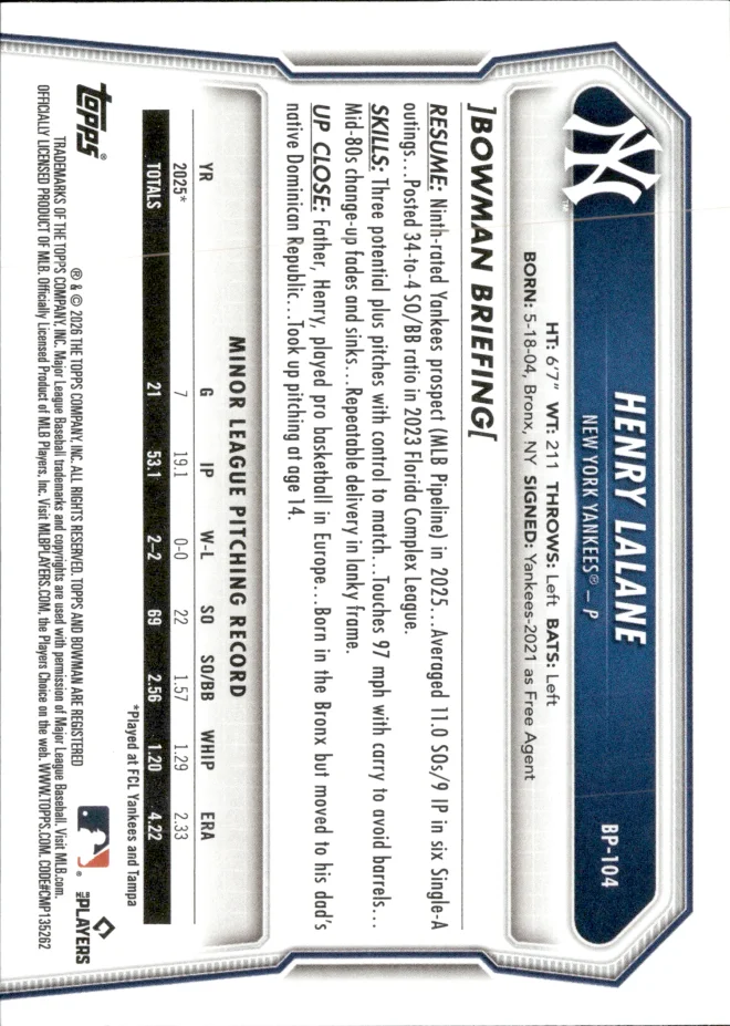 Henry Lalane card back