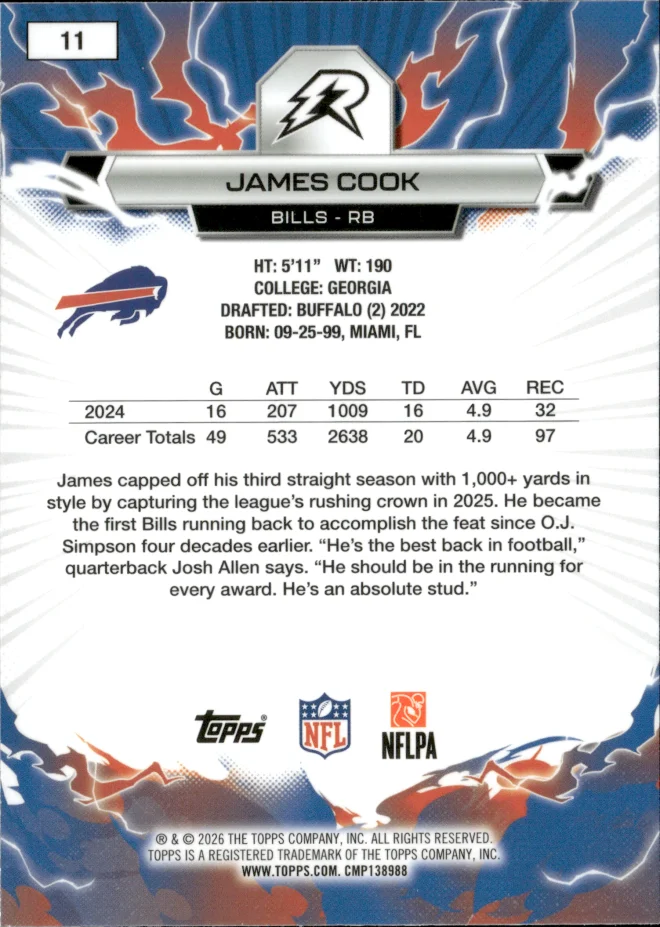 James Cook card back