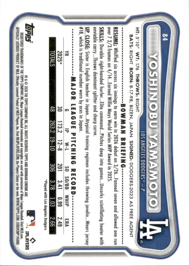 Yoshinobu Yamamoto card back