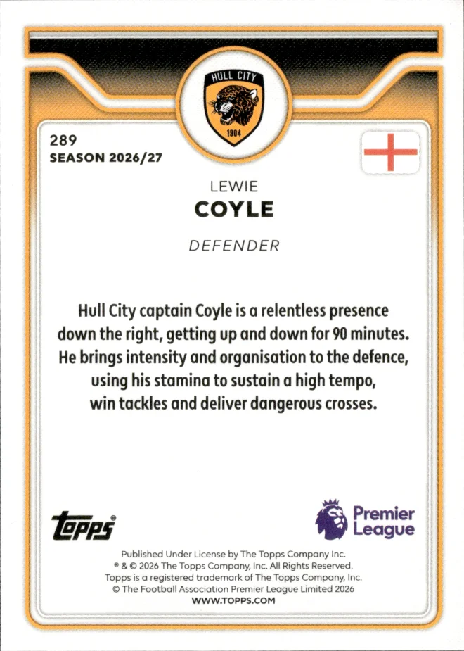 Lewie Coyle card back