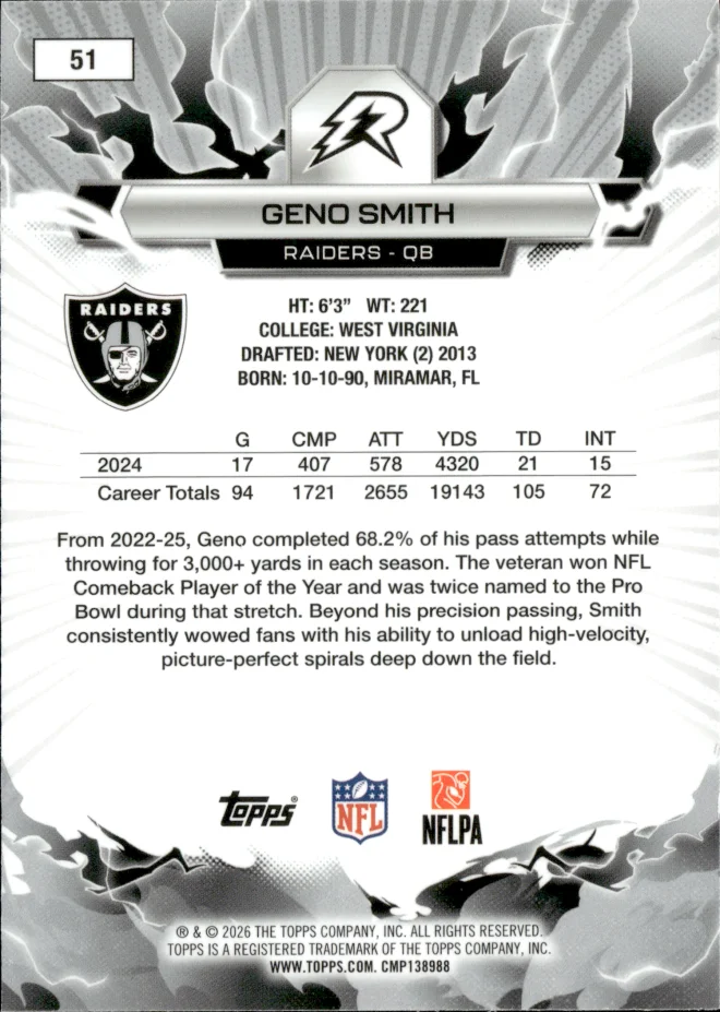 Geno Smith card back