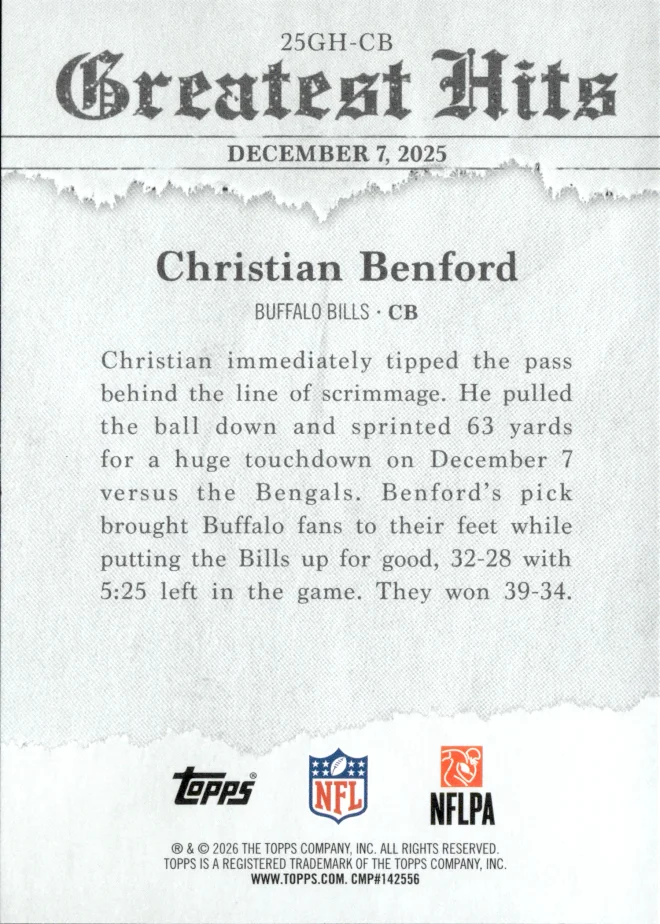 Christian Benford card back