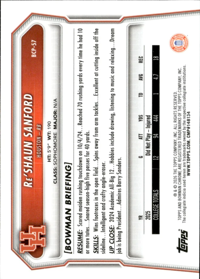 Re'Shaun Sanford card back