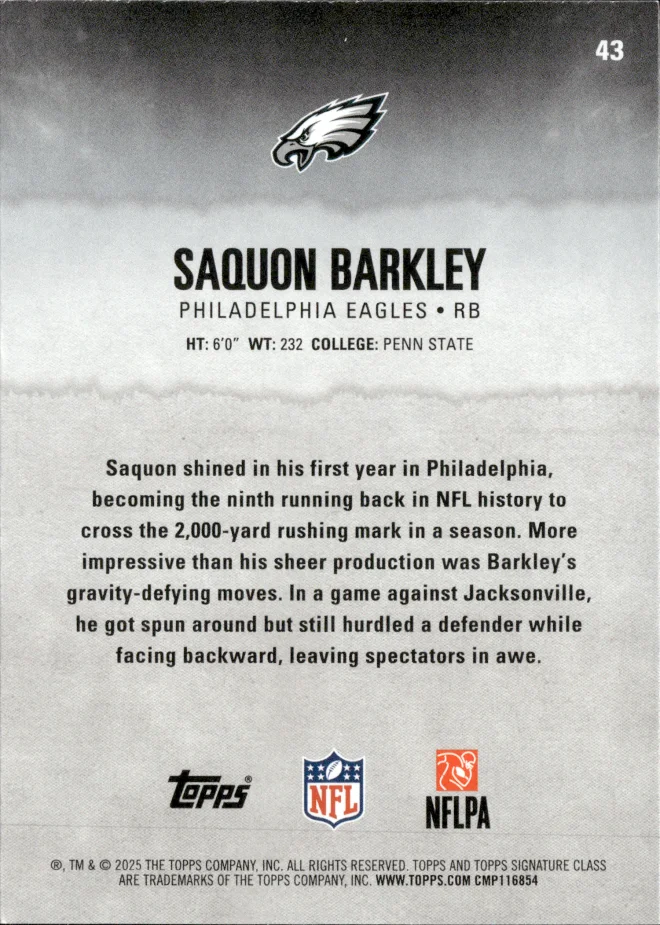 Saquon Barkley card back
