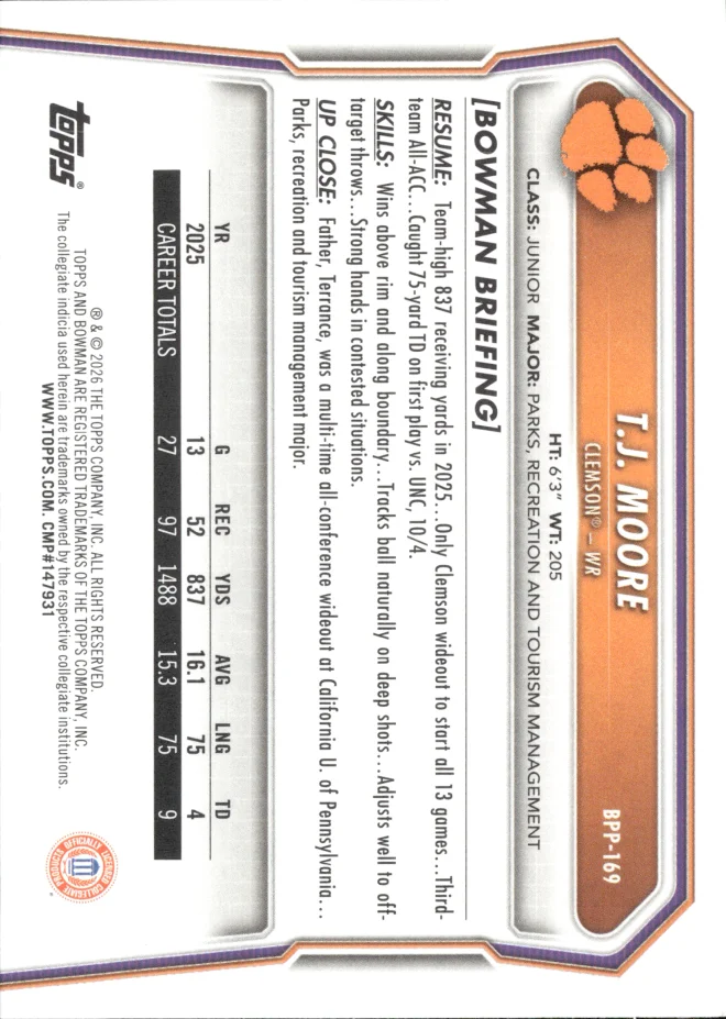 T.J. Moore card back