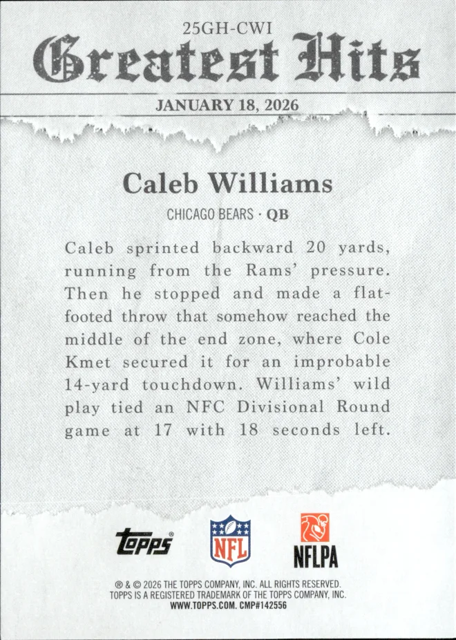 Caleb Williams card back