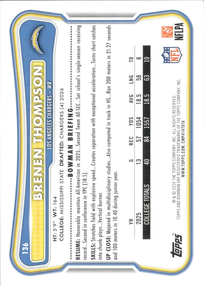 Brenen Thompson card back