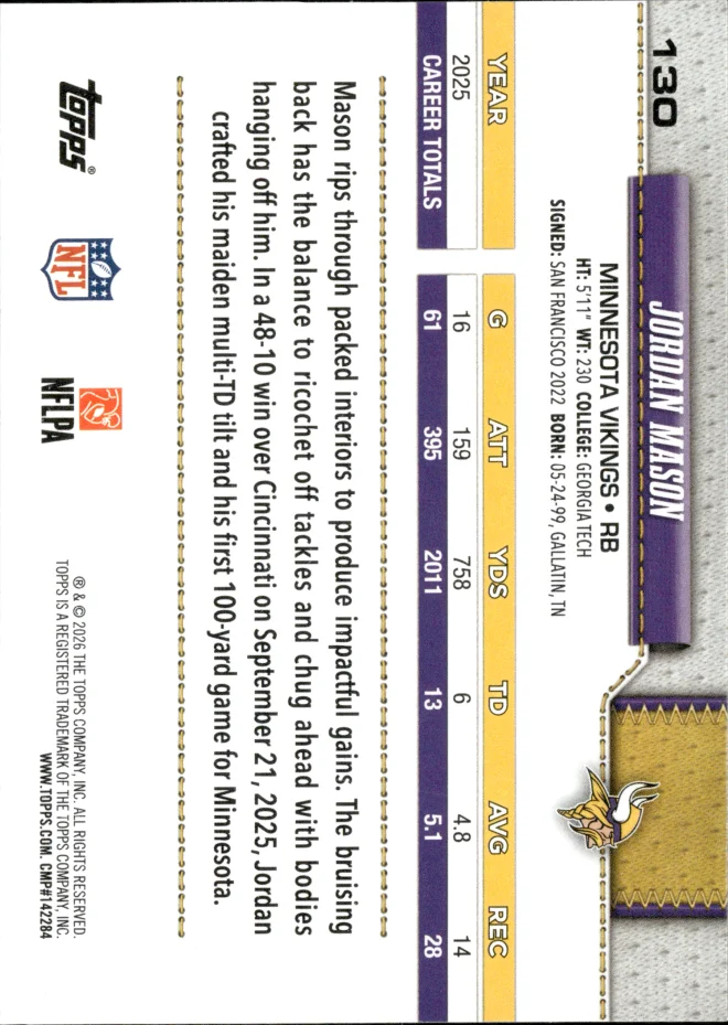 Jordan Mason card back